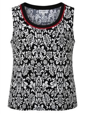 Studio I Black White Damask Print Scoop Neck Tank Top Women Plus Size 22W